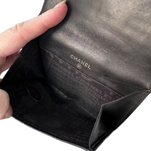 Authentic CHANEL Black Lambskin Leather Lucky Charms Embossed Bifold Wallet - Picture 11 of 16